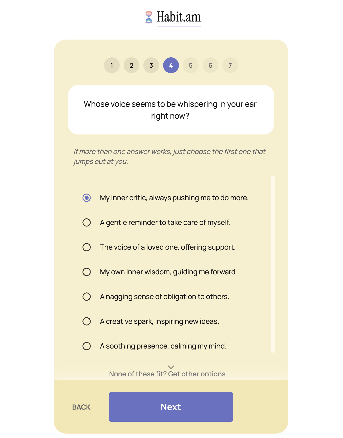 Screenshot of the Check-in