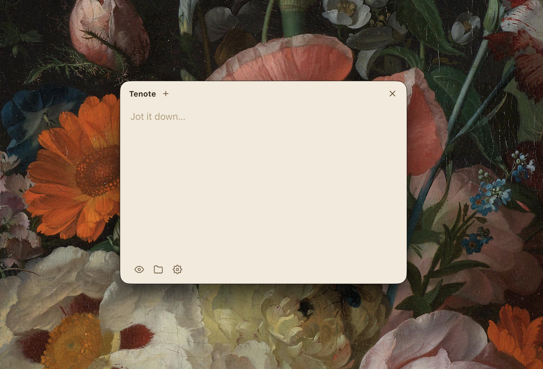 The floating note card, opened with Option+Period